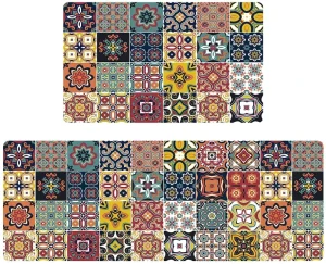 Cushioned Anti-Fatigue Kitchen Mat Set of 2 Non-Slip Waterproof Heavy-Duty Standing Mats