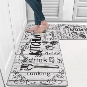 Cushioned Washable Floral Anti Slip Waterproof PVC Anti Fatigue Farmhouse Chef Kitchen Floor Mat