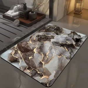 Custom 3D Diatomite Quick Dry Non Slip Marble Effect Bath Mat for Home Hotel