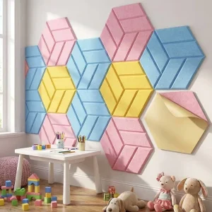 Custom Artistic Hexagon Design PET Felt Acoustic Panels Decorative Sound Absorbing Wall Tiles for Modern Office