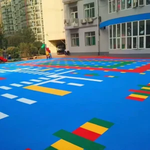 Custom Brushed Pickleball Multi-Sport PVC Vinyl Flooring Tiles with Interlocking Modular Design