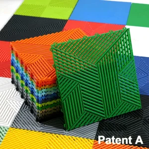 Custom Car Wash Modular 3D Garage Tiles Click Interlocking Heavy Duty Thick Colorful Plastic Vented Garage Detailing Floor Tile