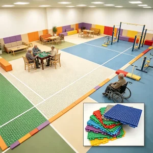 Custom Color PP Interlocking Modular Sports Flooring for Playgrounds and Senior Citizen Activity Centers