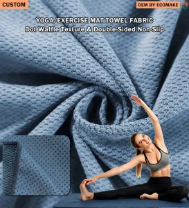 Custom Grip Non-Slip Woven Microfiber Cloth Hot Yoga Mat Towels with Grip Bikram Pilates Sweat Absorbent Quick Dry Yoga Mat