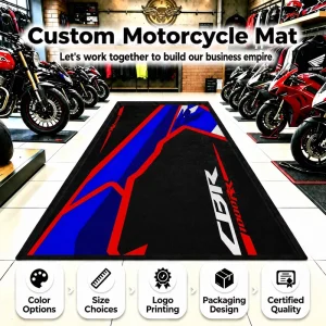 Custom Logo Anti-Slip Printed Motorcycle Pit Mat for Race Team Workshop