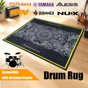 Custom Logo Drum Rug Mat for Drummers, Soundproof Floor Mat for Electrical Drums