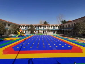Custom Logo Picture Indoor Outdoor Volleyball Court Multi-sport PVC Anti-Slip Interlock Modular Sport Flooring Graphic Design