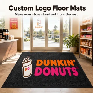 Custom Logo Washable Woven Handmade Entrance Mat with Rubber Base Dust Trapping Welcome Doormat for Business Front Door
