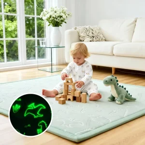 Custom Luminous Cartoon Pattern Baby Play Mat Memory Foam Washable Home Crawling Kids Floor Rug