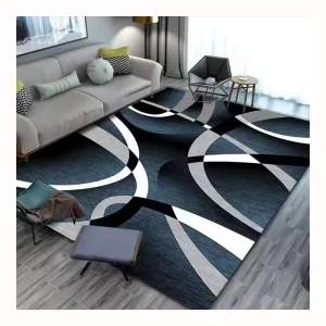 Custom Nordic Geometric Rectangular Area Rug for Living Room or Bedroom Bedside