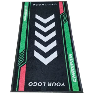Custom PVC Rubber Cut Pile Garage Racing Workshop Entrance Door Mat Factory Nylon Outdoor