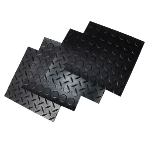 Custom Pattern Anti Slip Black Garage Rubber Flooring Fine Ribbed Grooved Coin Black Roll Rubber Sheet Mat