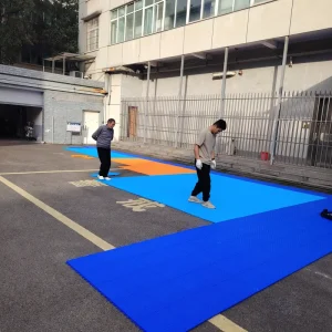 Custom Pattern Anti-Slip Indoor and Outdoor PVC Interlocking Modular Flooring Tiles for Basketball and Multi-Sport Courts
