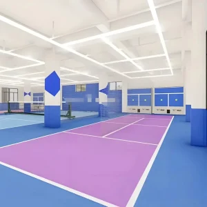 Custom Pickleball Court Modular Interlocking Floor with Wheeled Net Frame Waterproof LED Sports Lighting Full Set