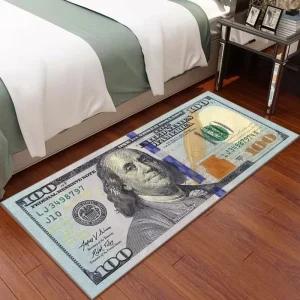 Custom Print Dollar Bill Novelty Area Rug Non-slip Polypropylene Pet-friendly Kitchen Bedroom 23×35 in / 60×90 cm