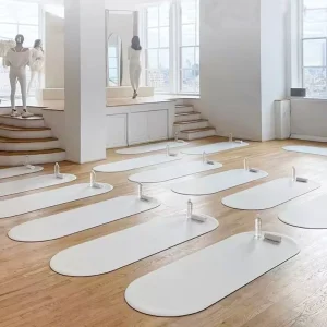 Custom Print Logo Curve Arch Oval Shape Eco-friendly Yoga Mats PU Rubber Non-slip Pilates Mat Tapis Yoga Workout Mats