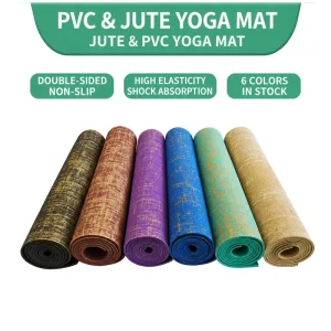Custom Printed Natural Jute Linen Yoga Mat Sweat-wicking Anti-slip PVC Composite Yoga Exercise Mat