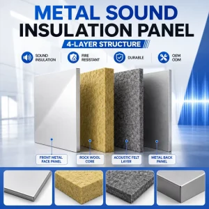 Custom Rock Wool Acoustic Wall Panel Galvanized Steel Sound Absorbing Sandwich Panel for Machinery Rooms