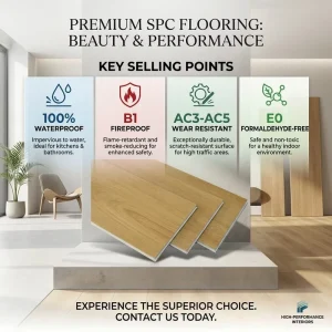 Custom SPC Flooring Formaldehyde Free High Gloss Residential Flooring