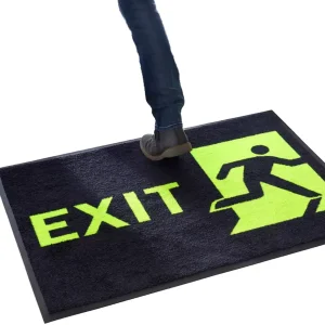 Custom Safety Signage Mat Rubber Backing Washable Nylon Cut Pile Outdoor Office Hotel Christmas Halloween