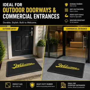Custom Size Logo Rubber Outdoor Doormat, Heavy-Duty Commercial Entrance Mat
