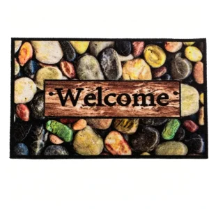 Custom Size Outdoor Faux Coconut Door Mat Polyester Printed Surface PVC Backing Entrance Welcome Mat