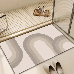 Custom Striped Non Slip Quick Dry Super Absorbent Thin Eco Friendly Bathroom Kitchen Mat Soft Antiskid Rubber Backing Home Hotel