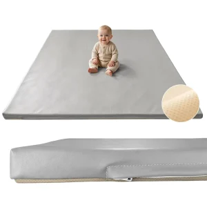 Custom Waterproof PU Leather Removable Foam Crawling Mat for Kids Playing and Exercise Non-Slip Bottom