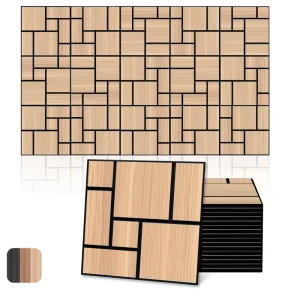 Custom Wood Grain Peel and Stick Acoustic Wall Panels Polyester Sound Proof Sound Absorbing Panel for Home Studio Office