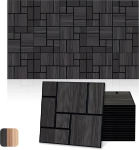 Custom Wood Grain Sound Proof Polyester Sound Absorbing Panel Peel and Stick Acoustic Wall Panels for Home Studio Office