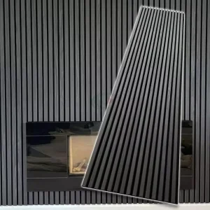 Custom Wooden Slat Akupanel Soundproof Black Veneer Wall Panel for Hotel Acoustic Wall Finish Solution
