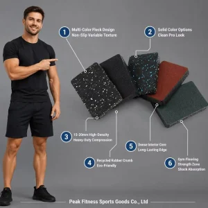 Customizable Rubber Fitness Floor Mats for Indoor Sports Venues, Shock-Absorbing Strength-Training Mats