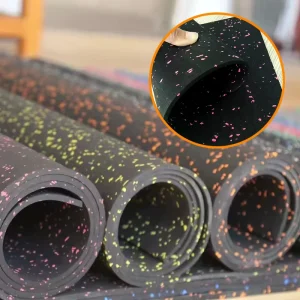 Customizable Wear-Resistant, Anti-Slip, Anti-Static, Waterproof Black Rubber Floor Mat for Gym and Dance Studio, 2-5mm Thick