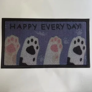 Customizable Woven Polyester Waterproof Thin Square Door Mat with PVC-Coated Backing Modern Striped Design Non-Slip