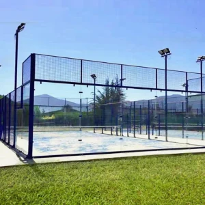 Customized Color Tempered Glass & Stainless Steel Padel Court with LED Lighting 20m*10m Size Sports Flooring in China