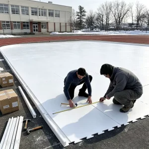Customized Durable HDPE Artificial Ice Skating Rink Floor Customizable Size Synthetic Ice Tiles For Outdoor Sports Center