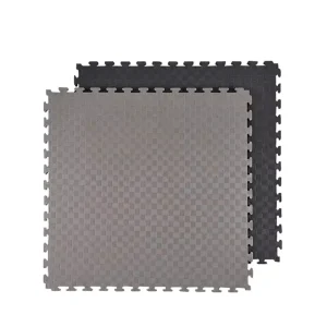 Customized EVA Interlocking Foam Floor Tiles, 39 x 39 in, Black and Grey, 2 cm Thick, for Home Gyms and Garages
