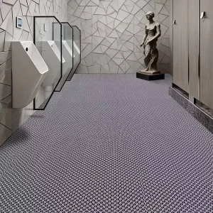 Customized Eco-Friendly Washable Tufted PVC Mats Anti-Slip Water-Resistant Square Medium-Thickness Geometric Pattern Bath Hotel
