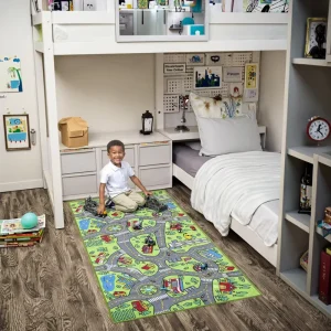 Customized Indoor Fun Pattern Kids Play Mat Modern Style City Car Road Print Machine Made for Home Use