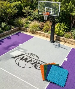 Customized Interlocking Plastic Sports Flooring Tiles for Outdoor Basketball Courts, Shock-Absorbing Eco-Friendly