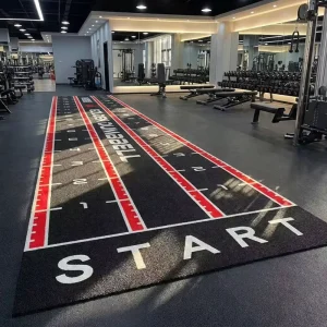 Customized Pattern Indoor Fitness Gym Turf Mat with Push-Pull Sled Running Track Markings