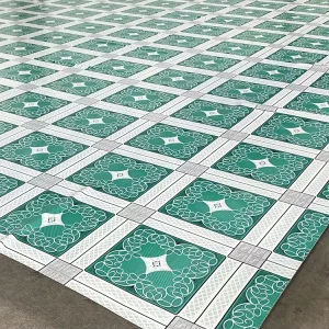 Customized Thickness Green Color Classical Design Not Easy To Tear PVC Vinyl Flooring Roll For Living Room