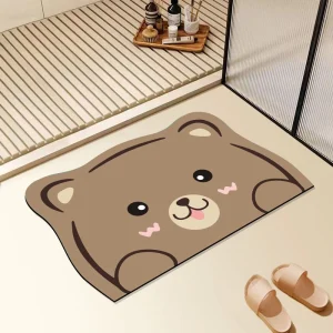 Cute Animal Print Cartoon Non Slip Bath Mats Water Absorbent Diatom Mud Home Use Bathroom Entrance Door Carpets