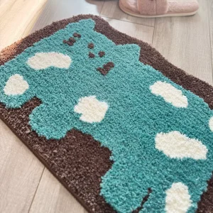 Cute Cartoon Fat Cat Synthetic Fiber Dust-Trapping Water-Absorbent Non-Slip Bathroom Floor Mat
