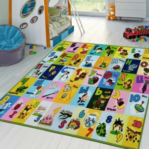 Cute Rubber Bottom Play Mat for Kids Educational and Washable for Home Use for Adults