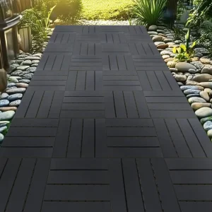 DIY Interlocking Garage Flooring Wood Plastic Composite Decking Patio Garden Poolside Tile