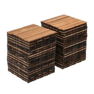 DIY Interlocking Waterproof Square Plastic Wood Composite Decking Tiles Click-Install Anti-Slip Wood Grain