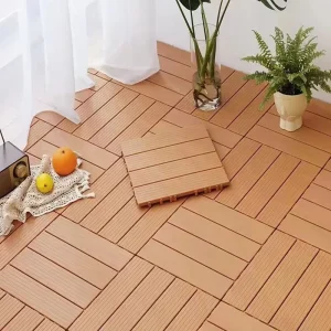 DIY Outdoor Interlocking WPC Decking Tiles Waterproof Plastic Wood Panels