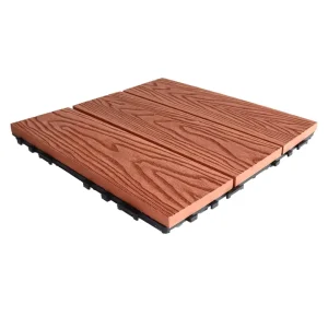 DIY Outdoor WPC PE Deck Floor Tiles 3D Wood Grain Embossed Solid Interlocking