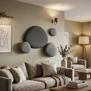 Decorative 3D Pebble Shaped Acoustic Panels Fabric Sound Absorbing Wall Panels for Home Theater Living Room Office Studio